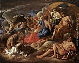 Nicolas Poussin Canvas Paintings - Helios and Phaeton with Saturn and the Four Seasons